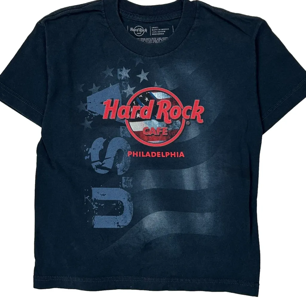 Age 6-8 Hard Rock Cafe T-Shirt - Small Blue Cotton - Image 5