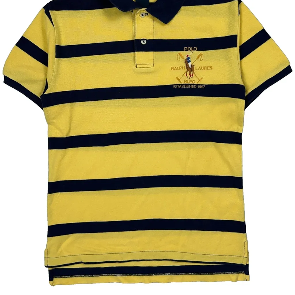 Age 6-8 Polo By Ralph Lauren Striped Polo Shirt - Small Yellow Cotton - Image 4