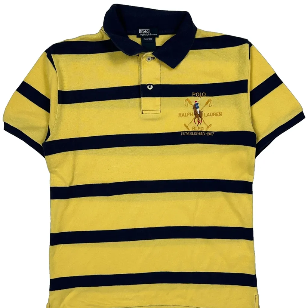 Age 6-8 Polo By Ralph Lauren Striped Polo Shirt - Small Yellow Cotton - Image 5