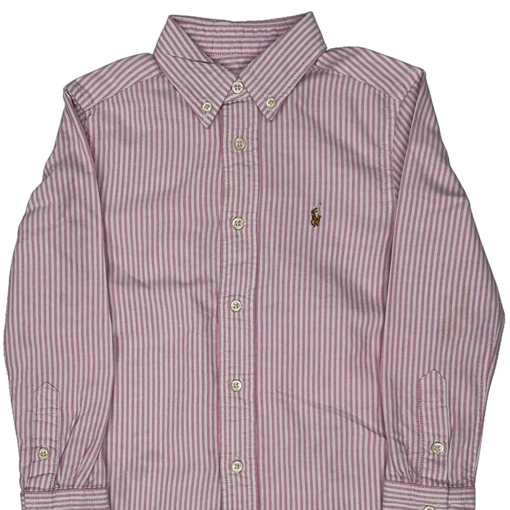 Age 6-8 Polo By Ralph Lauren Striped Shirt - Small Pink Cotton - Image 4
