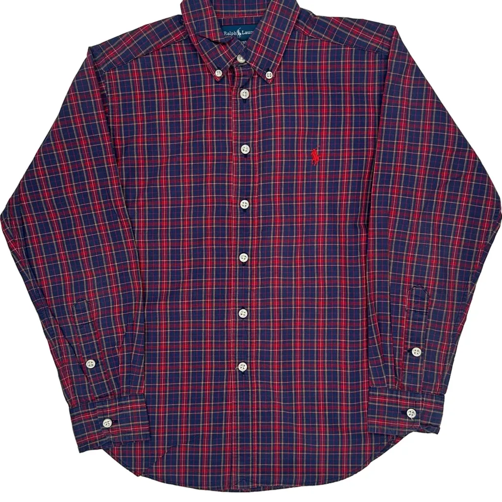 Age 6-8 Ralph Lauren Checked Shirt - Small Red Cotton - Image 4