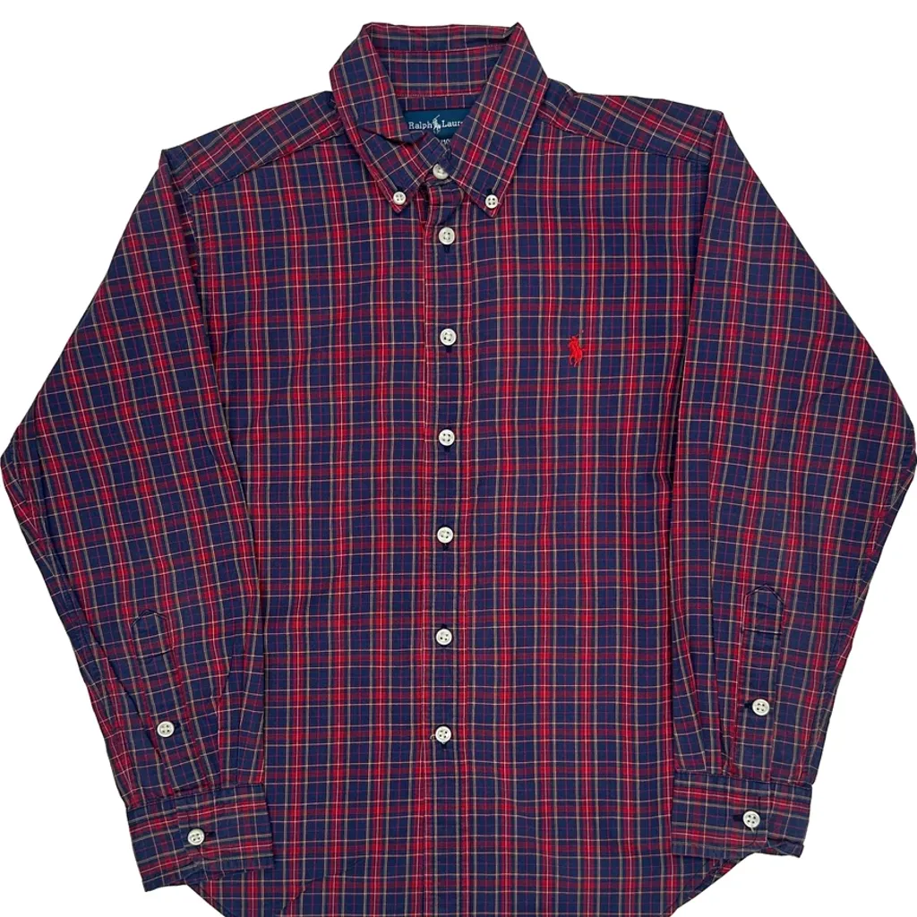 Age 6-8 Ralph Lauren Checked Shirt - Small Red Cotton - Image 5