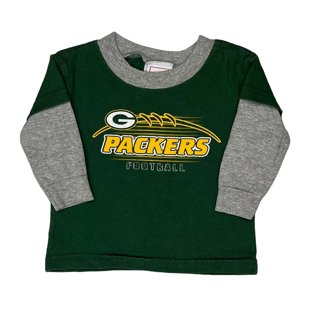 Age 6-9 Months Green Bay Packers Nfl Long Sleeve T-Shirt - 2XS Green Cotton