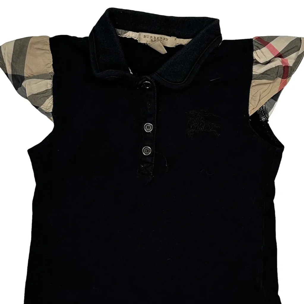 Age 6 Burberry Brit Polo Shirt - XS Black Cotton - Image 5