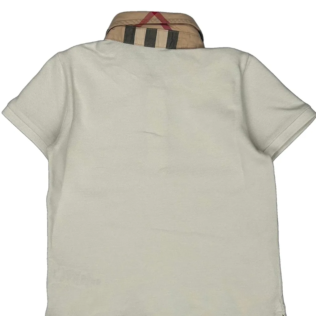 Age 6 Burberry Checked Polo Shirt - XS White Cotton - Image 7