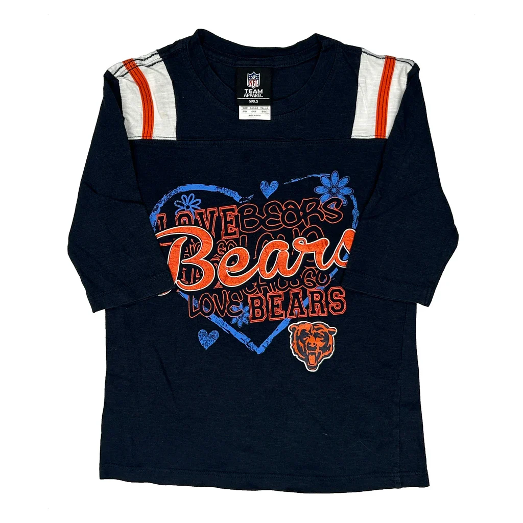 Age 6 Chicago Bears Nfl Long Sleeve T-Shirt - Small Navy Cotton