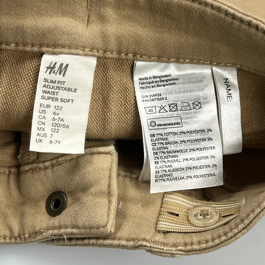 Age 6 H&M Slim Fit Pants - XS Beige Cotton - Image 3
