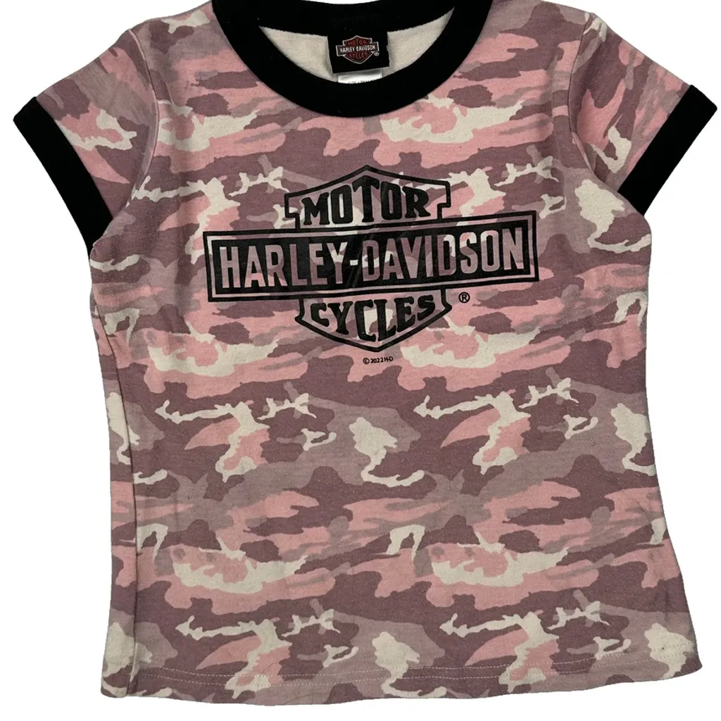 Age 6 Harley Davidson Camo T-Shirt - Small Pink Cotton Blend - Image 5