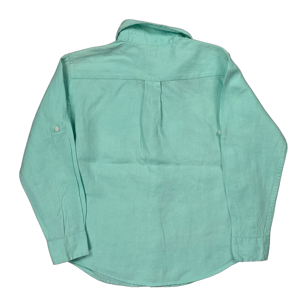 Age 6 Janie And Jack Shirt - XS Green Linen - Image 2