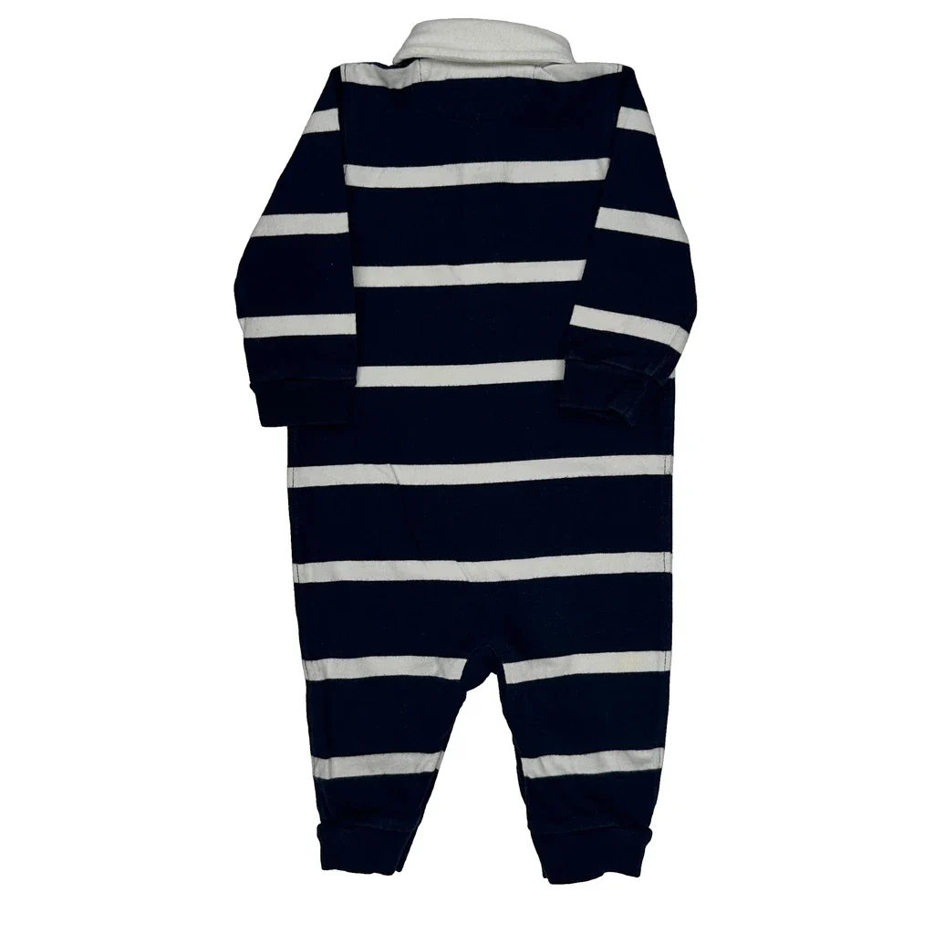 Age 6 Months Ralph Lauren Striped Overalls - 2XS Navy Cotton - Image 2
