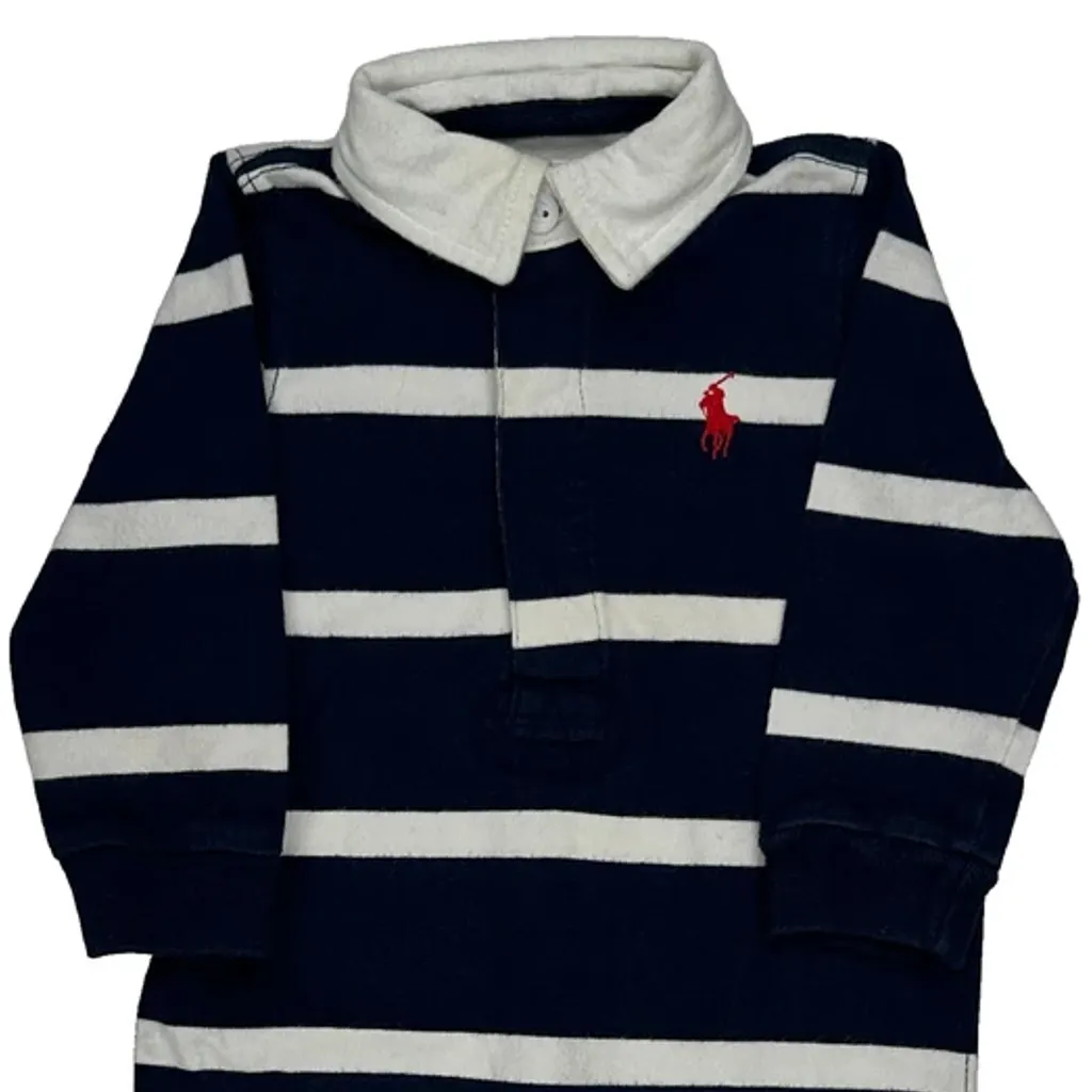 Age 6 Months Ralph Lauren Striped Overalls - 2XS Navy Cotton - Image 5