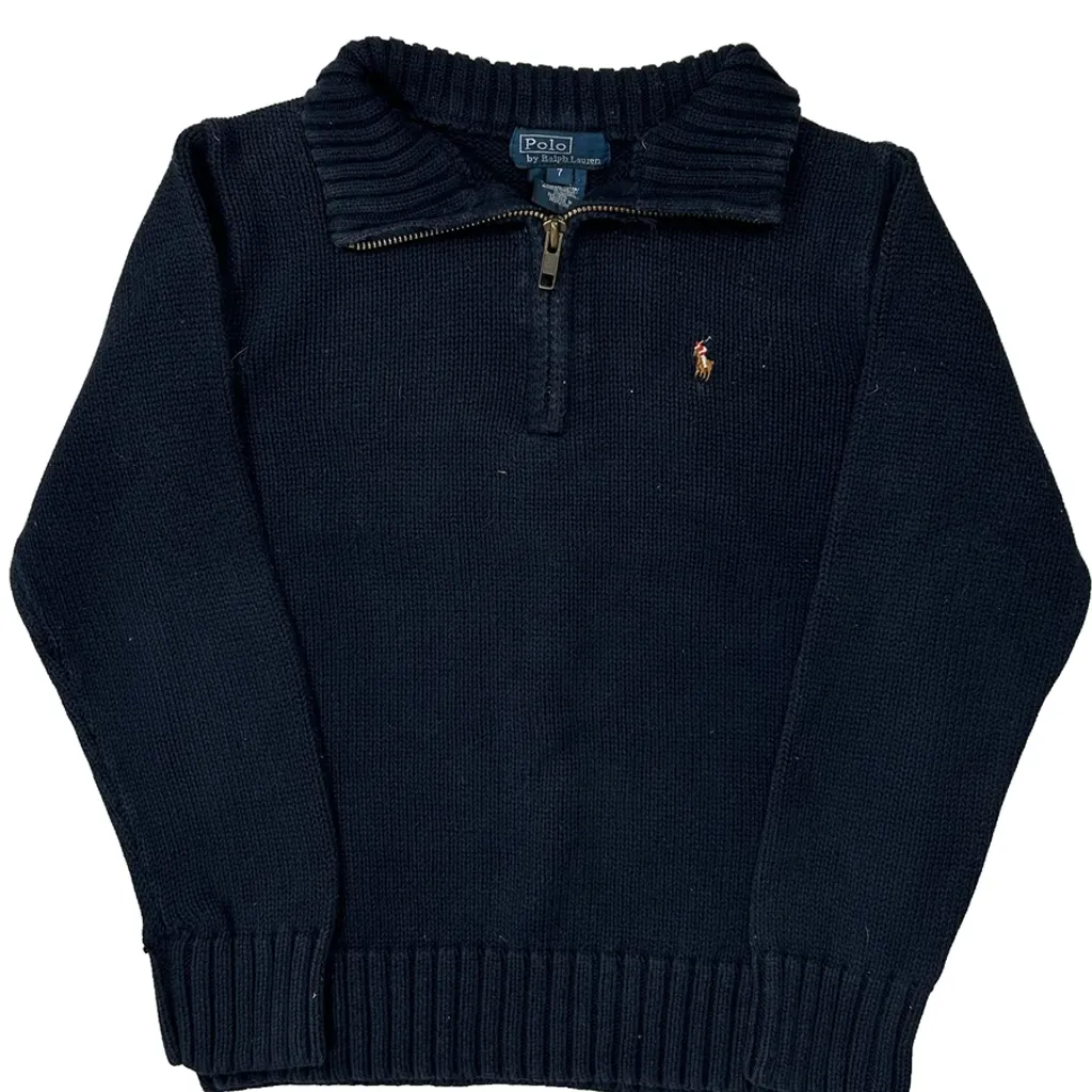 Age 6 Polo By Ralph Lauren 1/4 Zip - Small Navy Cotton - Image 4