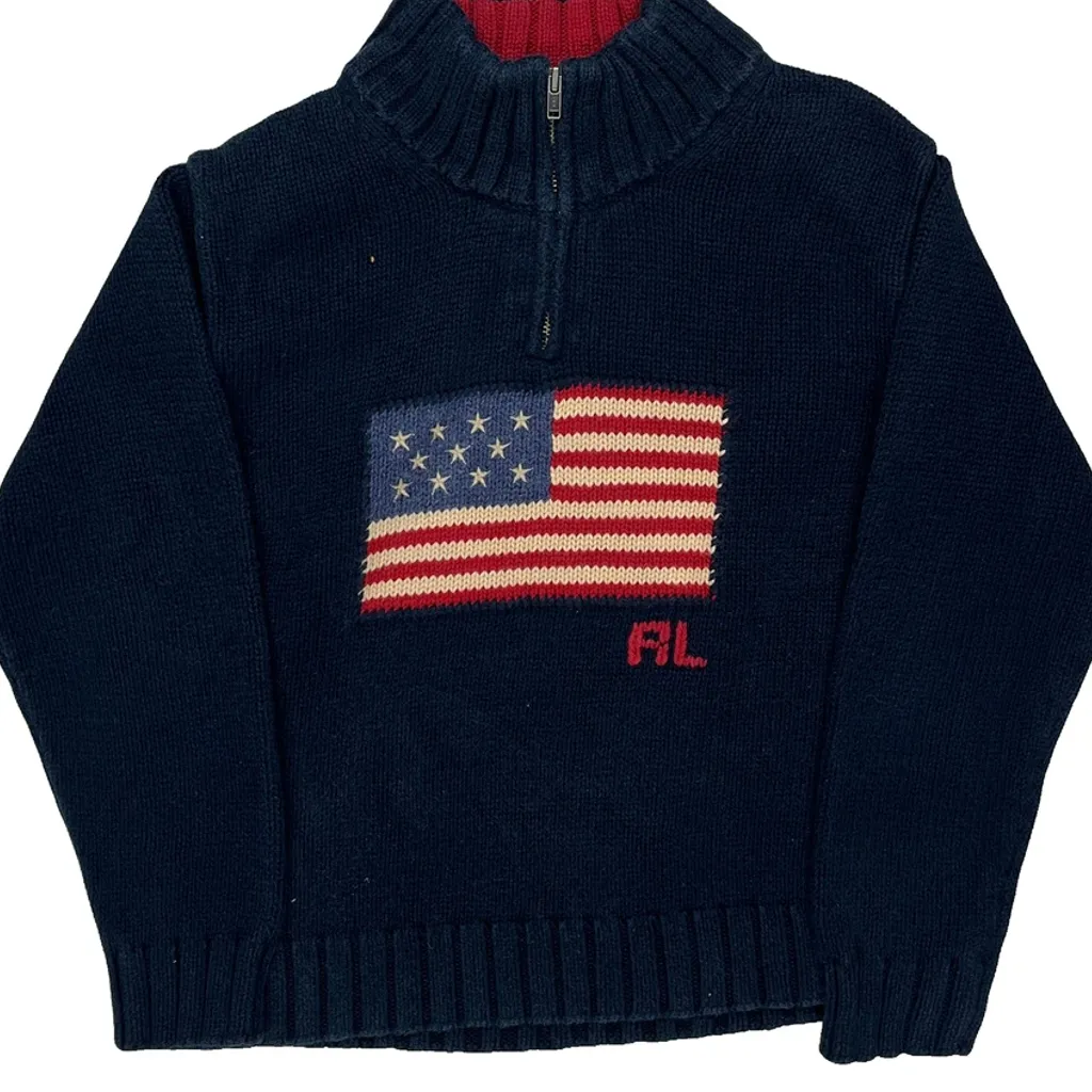 Age 6 Polo By Ralph Lauren Graphic 1/4 Zip - Small Navy Cotton - Image 5