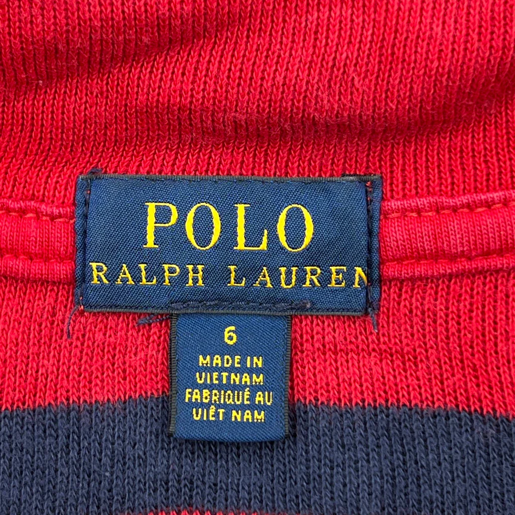 Age 6 Polo By Ralph Lauren Striped 1/4 Zip - XS Red Cotton - Image 3