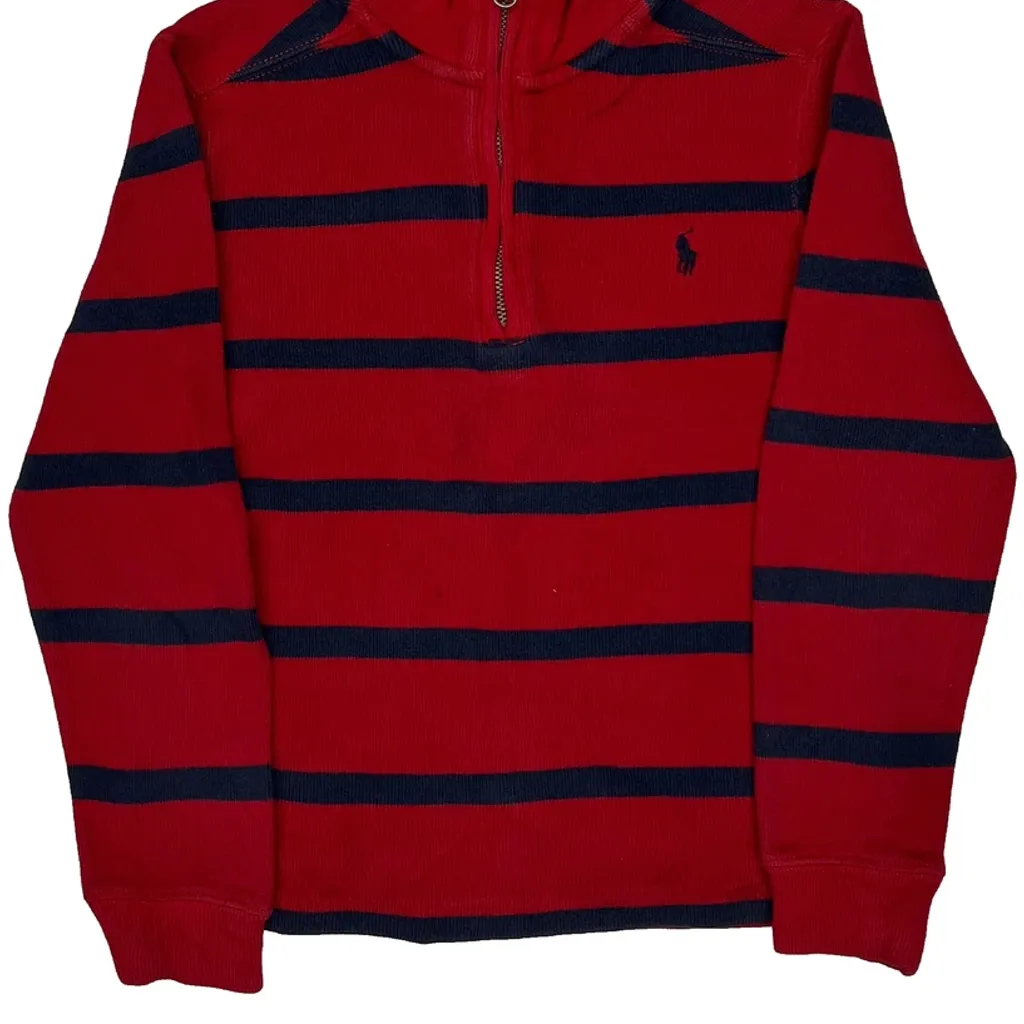 Age 6 Polo By Ralph Lauren Striped 1/4 Zip - XS Red Cotton - Image 4
