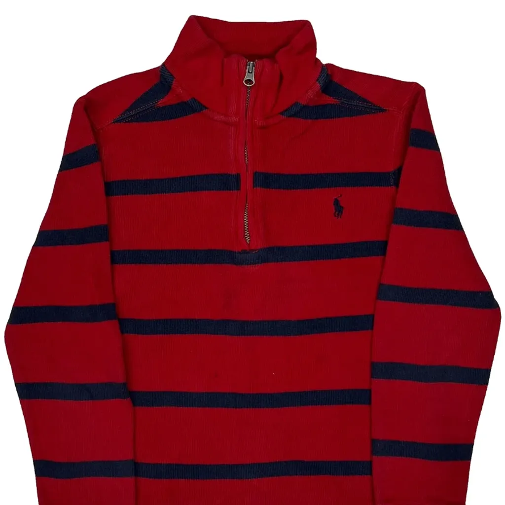 Age 6 Polo By Ralph Lauren Striped 1/4 Zip - XS Red Cotton - Image 5