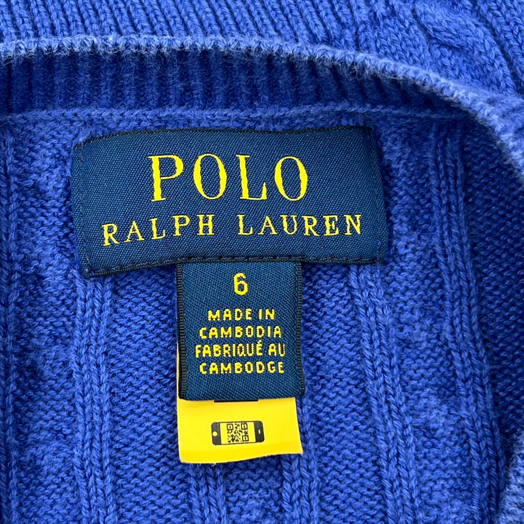 Age 6 Polo By Ralph Lauren Cardigan - XS Blue Cotton - Image 3