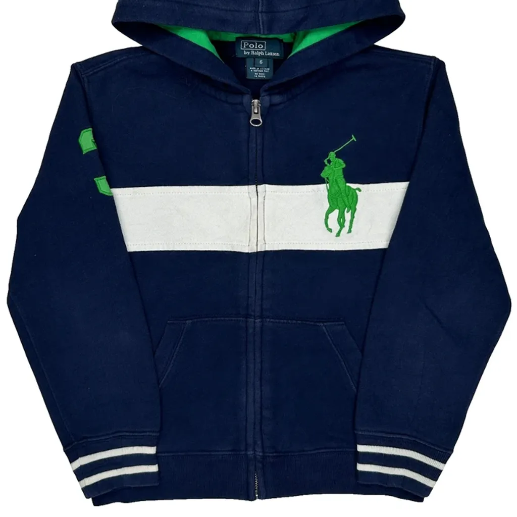 Age 6 Polo By Ralph Lauren Striped Hoodie - XS Navy Cotton - Image 5