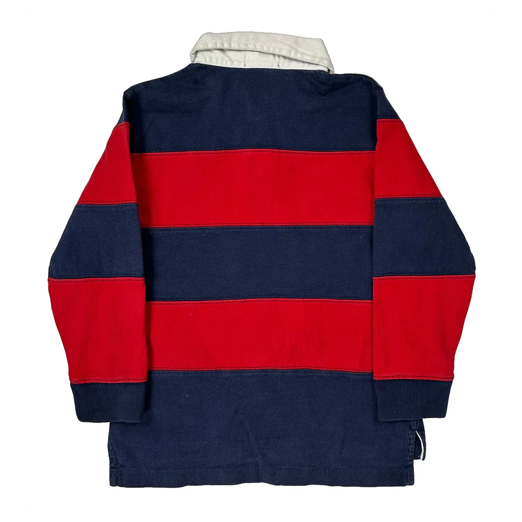 Age 6 Polo By Ralph Lauren Striped Rugby Shirt - Small Navy Cotton - Image 2