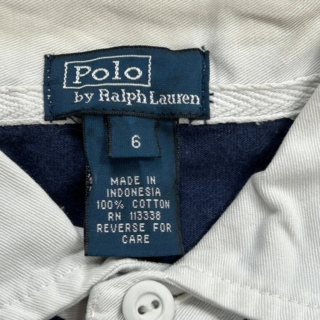 Age 6 Polo By Ralph Lauren Striped Rugby Shirt - Small Navy Cotton - Image 3