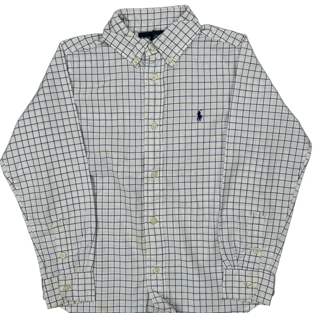 Age 6 Ralph Lauren Checked Shirt - Small White Cotton - Image 4