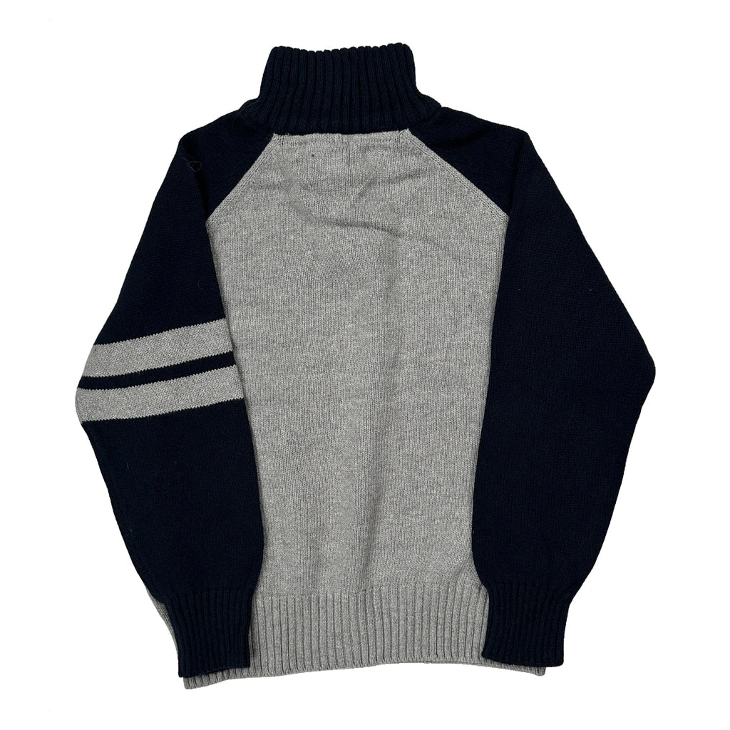 Age 6 Tommy Hilfiger Striped 1/4 Zip - Small Grey Cotton - Image 2