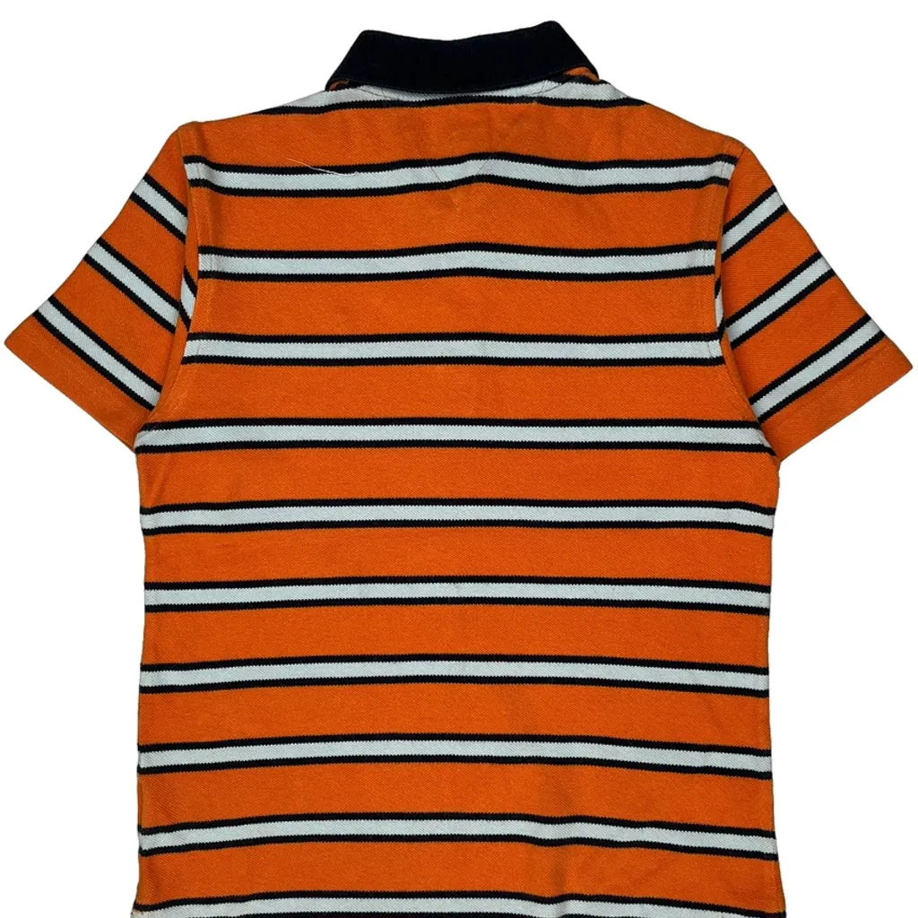 Age 6 Tommy Hilfiger Striped Polo Shirt - Small Orange Cotton - Image 6
