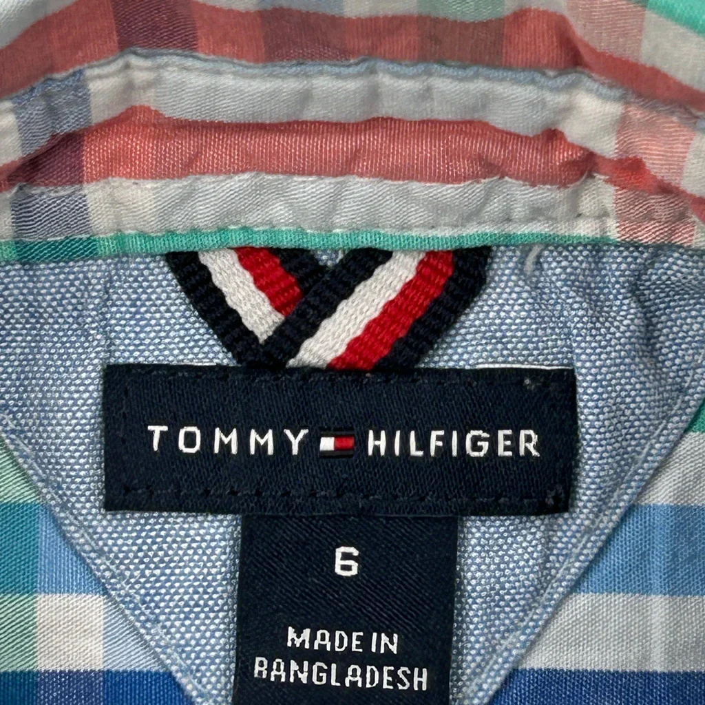 Age 6 Tommy Hilfiger Checked Shirt - XS Blue Cotton - Image 3
