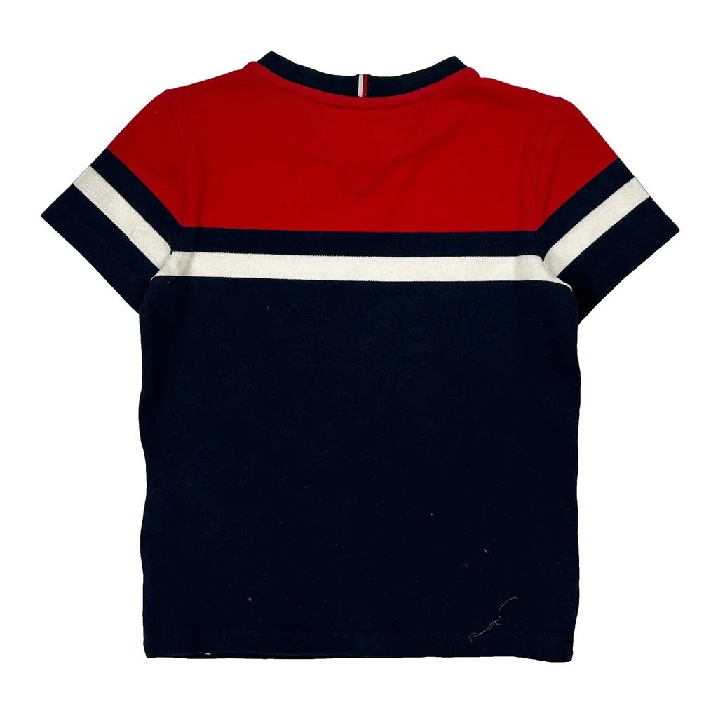 Age 6 Tommy Hilfiger Striped T-Shirt - Small Navy Cotton - Image 2