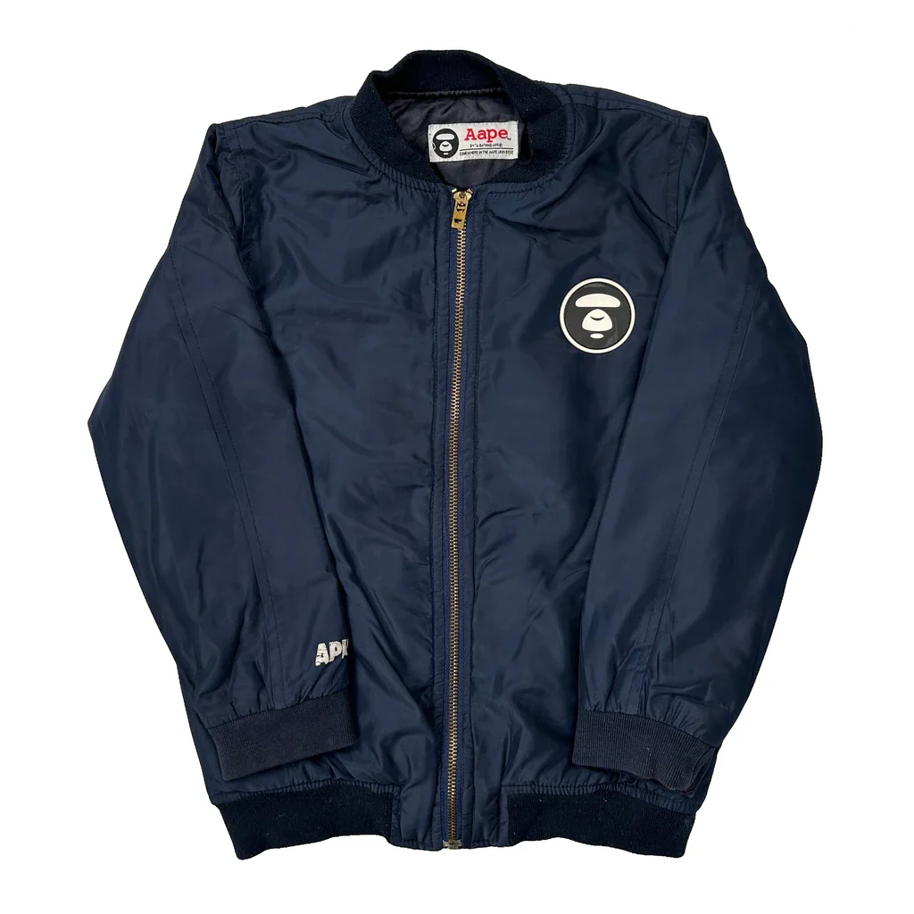 Age 7-8 Aape Bomber Jacket - Medium Navy Polyester