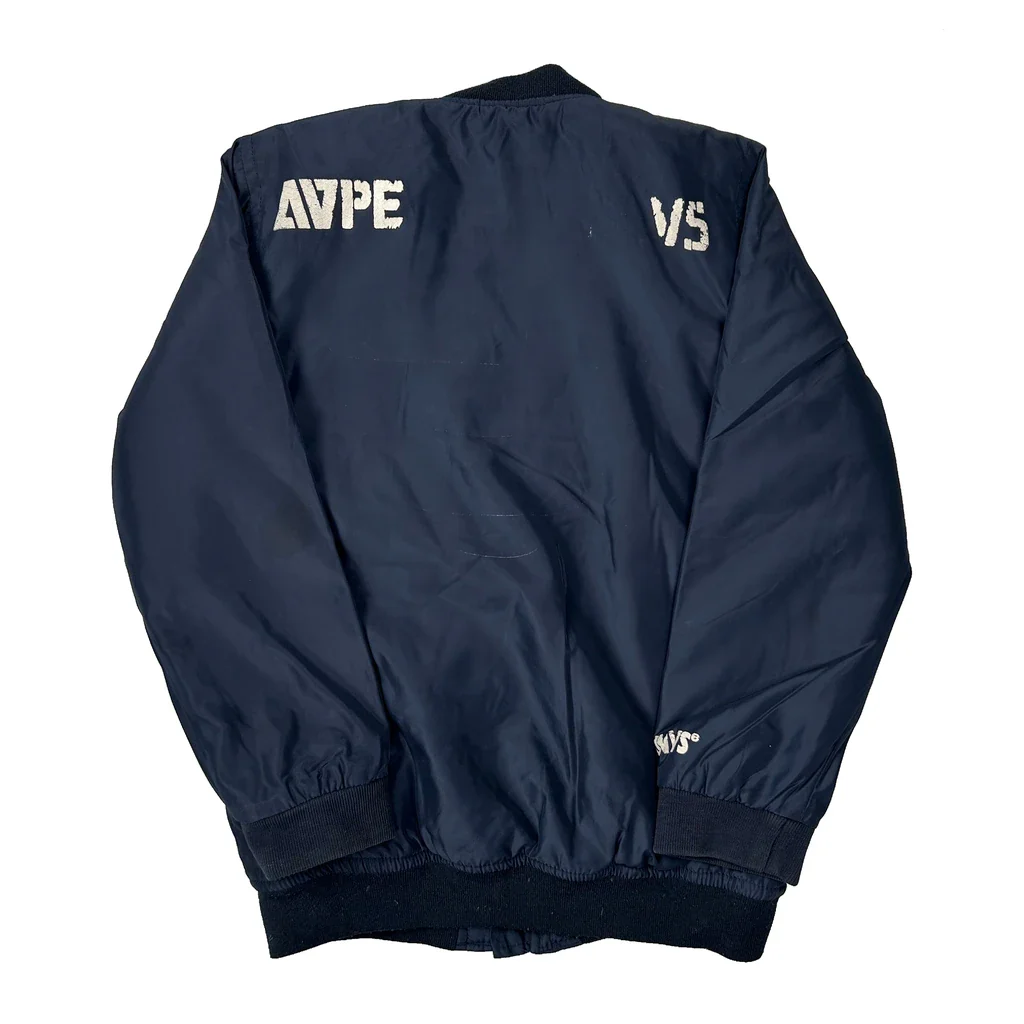Age 7-8 Aape Bomber Jacket - Medium Navy Polyester - Image 2
