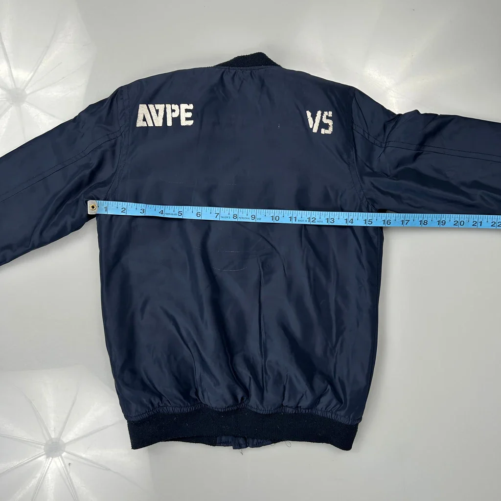 Age 7-8 Aape Bomber Jacket - Medium Navy Polyester - Image 3