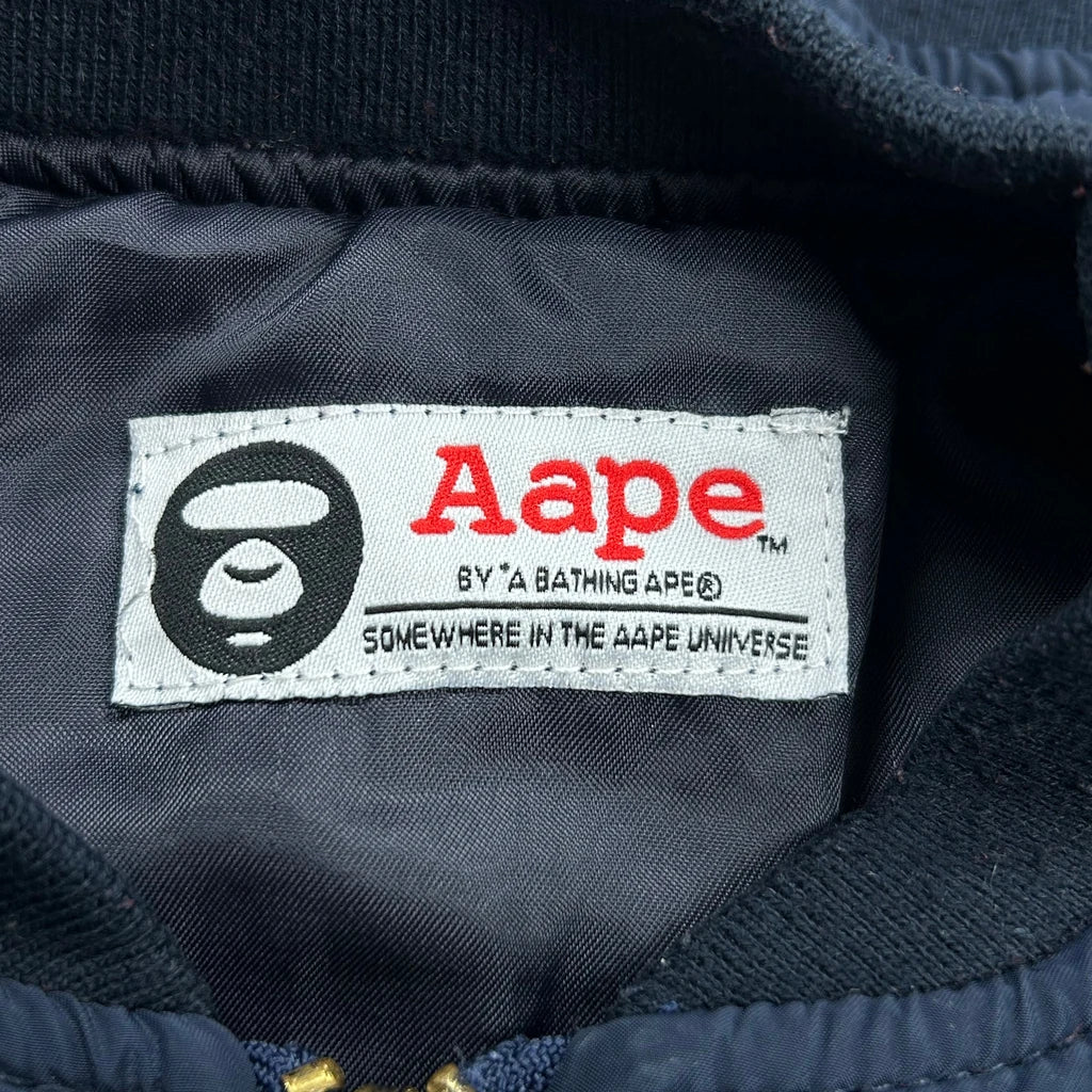 Age 7-8 Aape Bomber Jacket - Medium Navy Polyester - Image 4