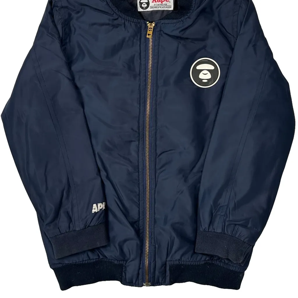 Age 7-8 Aape Bomber Jacket - Medium Navy Polyester - Image 5