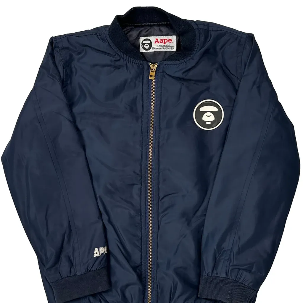 Age 7-8 Aape Bomber Jacket - Medium Navy Polyester - Image 6
