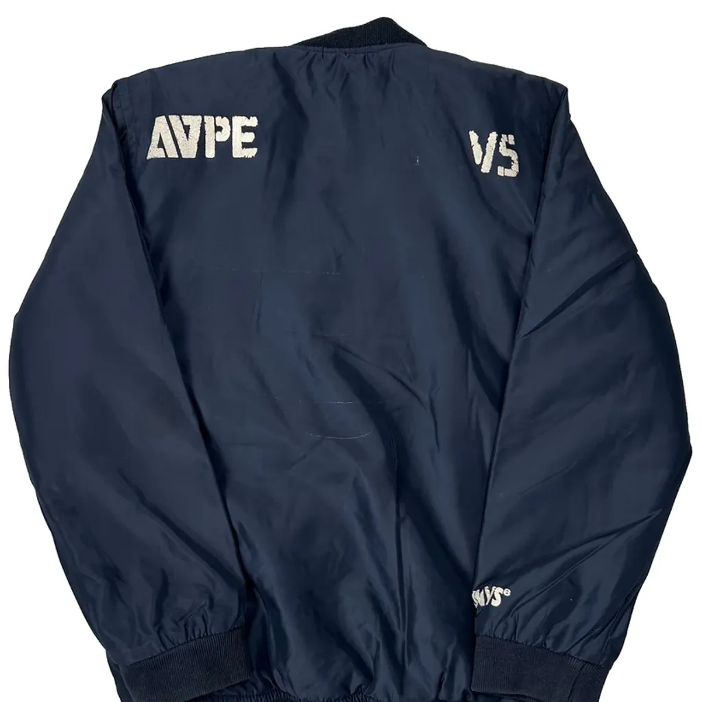 Age 7-8 Aape Bomber Jacket - Medium Navy Polyester - Image 7