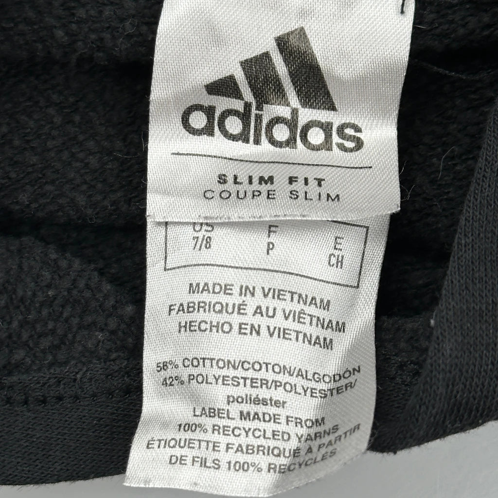 Age 7-8 Adidas Slim Fit Hoodie - Small Black Cotton Blend - Image 3