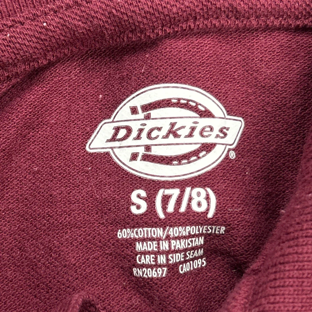 Age 7-8 Dickies Polo Shirt - Small Burgundy Cotton Blend - Image 3