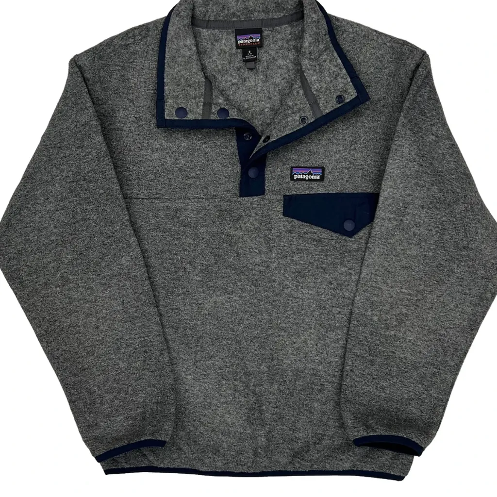 Age 7-8 Patagonia Synhilla Snap T Fleece - Small Grey Polyester - Image 4