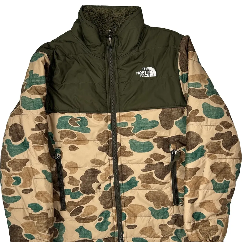 Age 7-8 The North Face Camo Puffer - Small Green Polyester - Image 4