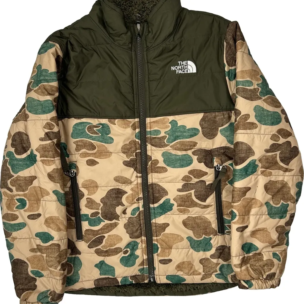 Age 7-8 The North Face Camo Puffer - Small Green Polyester - Image 5