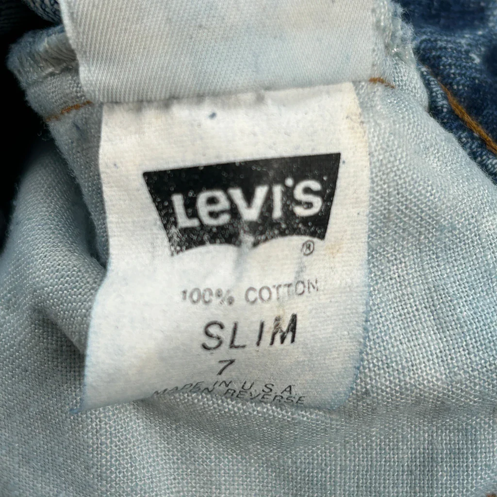 Age 7 Levis Slim Jeans - Medium Acid Wash Cotton - Image 4