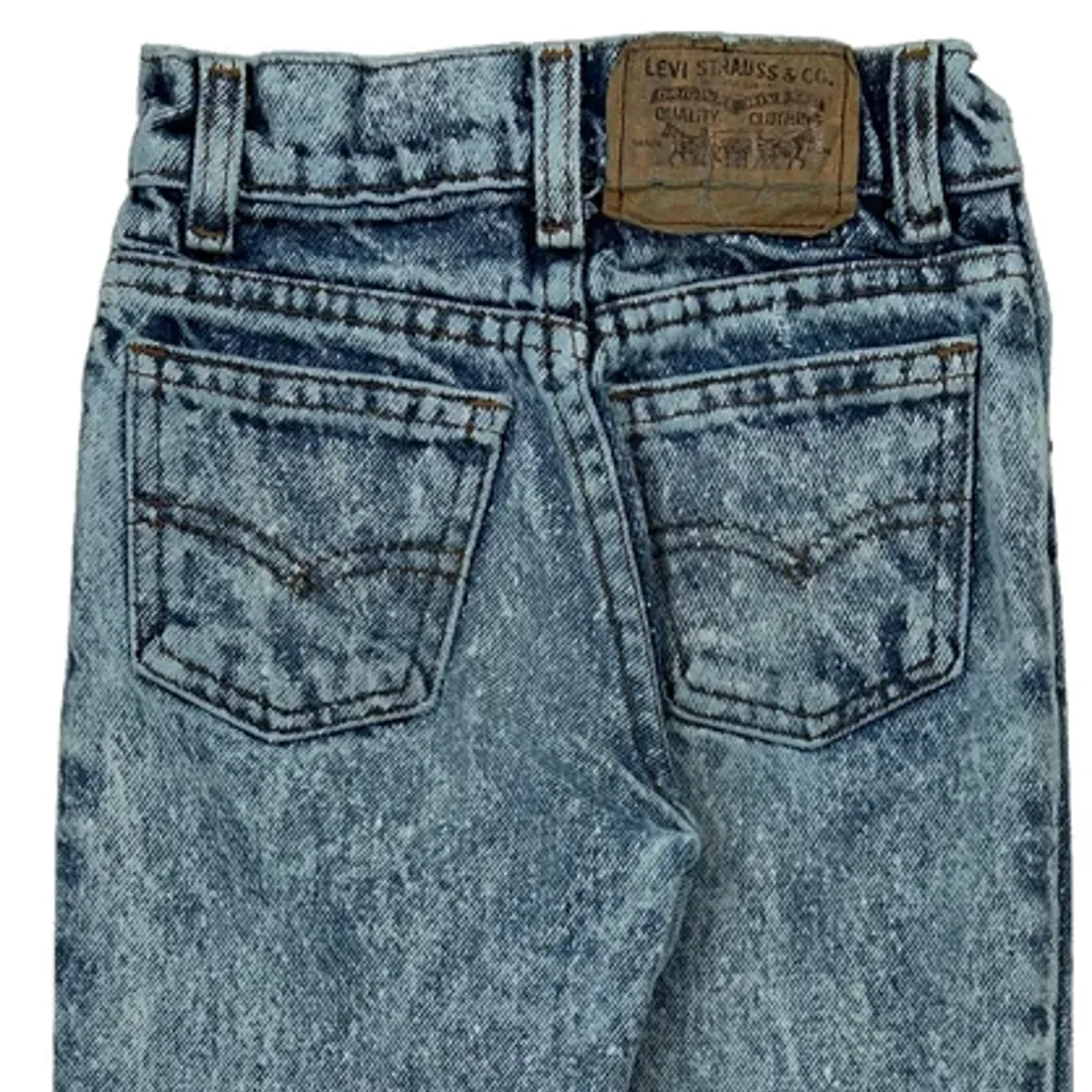 Age 7 Levis Slim Jeans - Medium Acid Wash Cotton - Image 5