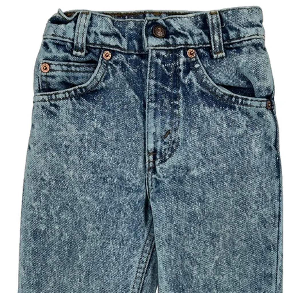 Age 7 Levis Slim Jeans - Medium Acid Wash Cotton - Image 8