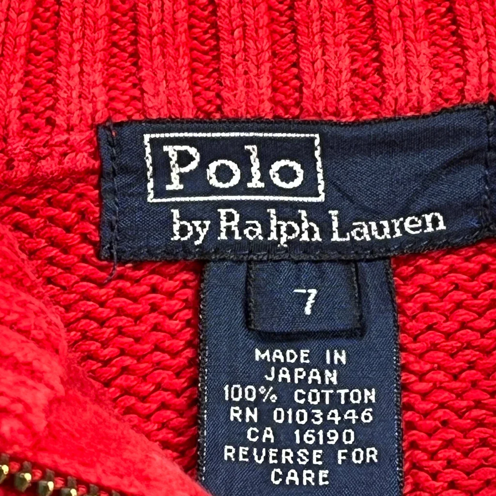 Age 7 Polo By Ralph Lauren Striped 1/4 Zip - Small Red Cotton - Image 3