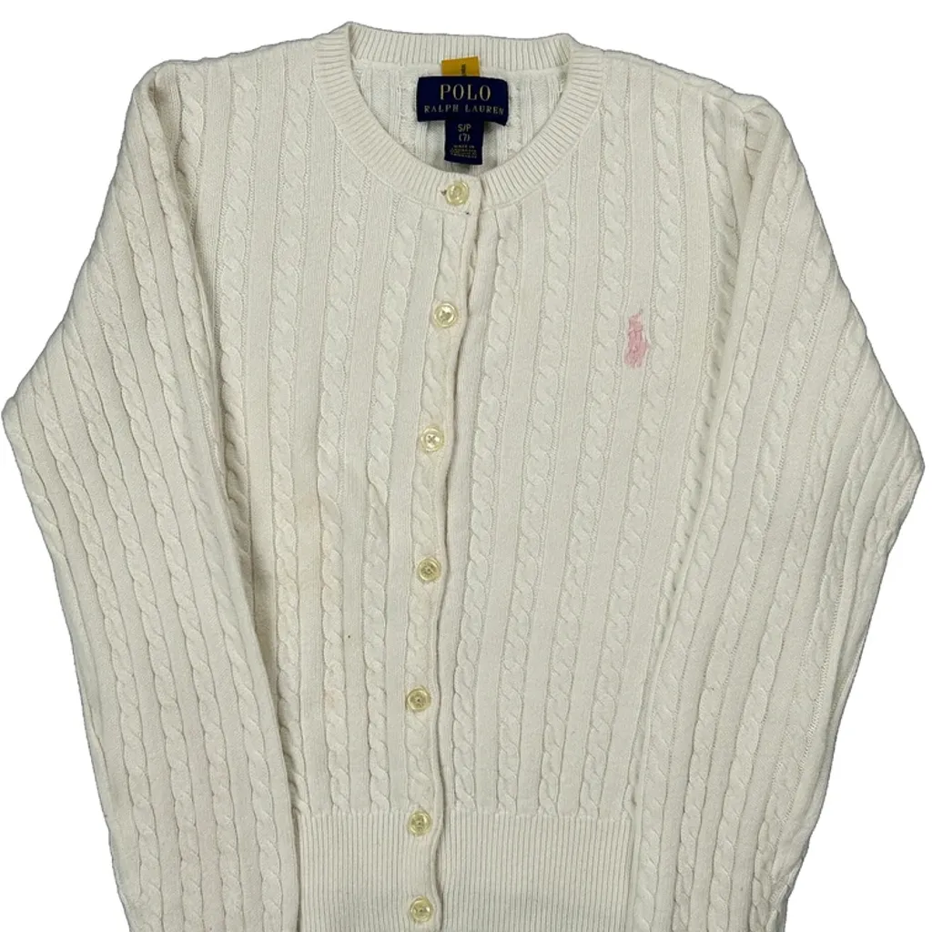 Age 7 Polo By Ralph Lauren Cardigan - Small Cream Cotton - Image 5