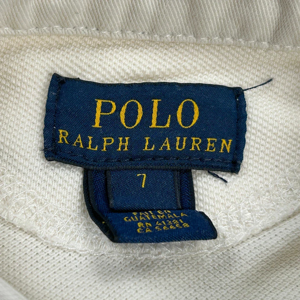 Age 7 Polo By Ralph Lauren Long Sleeve T-Shirt - Medium Cream Cotton - Image 3