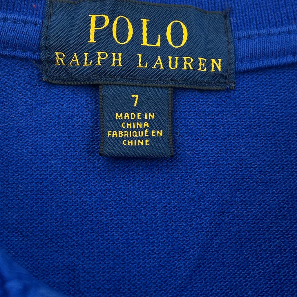 Age 7 Polo By Ralph Lauren Polo Shirt - Small Blue Cotton - Image 3