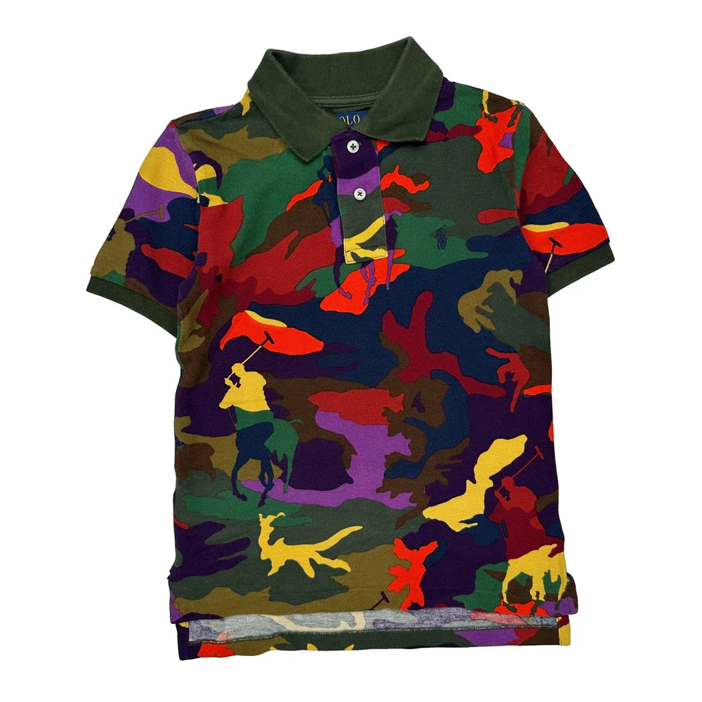 Age 7 Polo By Ralph Lauren Camo Polo Shirt - Small Multicoloured Cotton