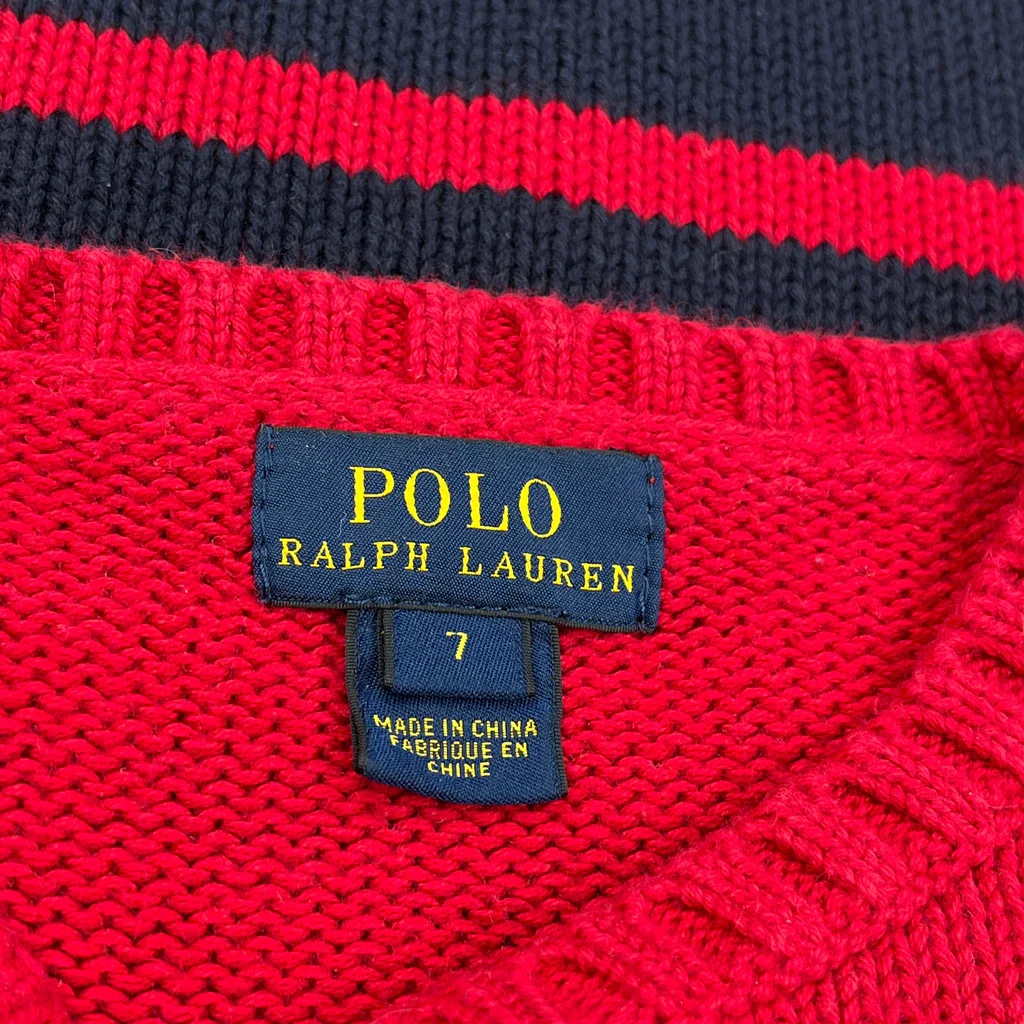 Age 7 Polo By Ralph Lauren Sweater - Small Navy Cotton - Image 3